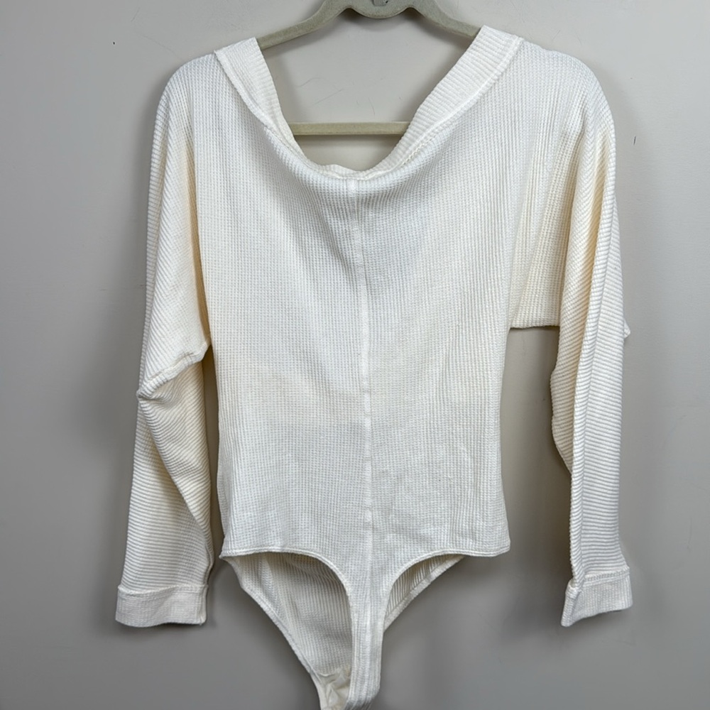 FREE PEOPLE Lovin' This Feeling Thermal Bodysuit extra large cream ivory Euc - Picture 11 of 11
